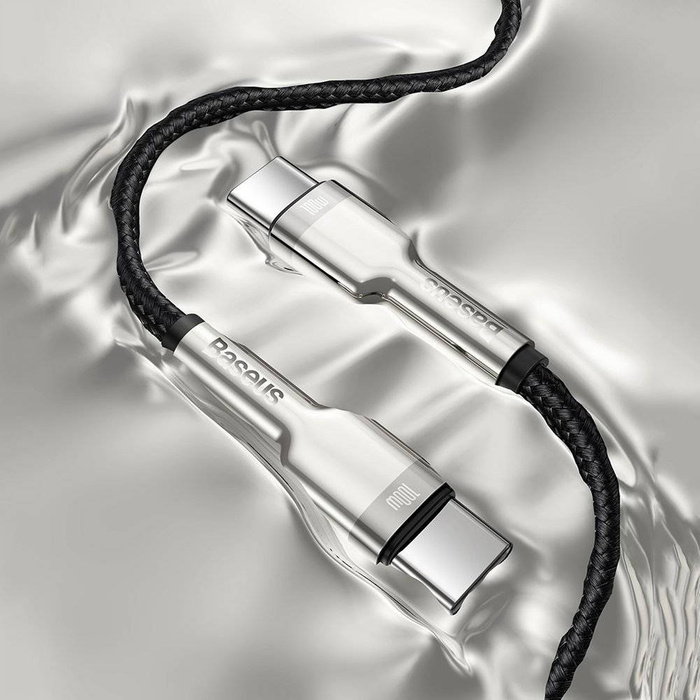 Baseus Cafule Metal Data kabel USB Typ C - USB Typ C 100 W (20 V / 5 A) Power Delivery 2 m czarny (CATJK-D01)