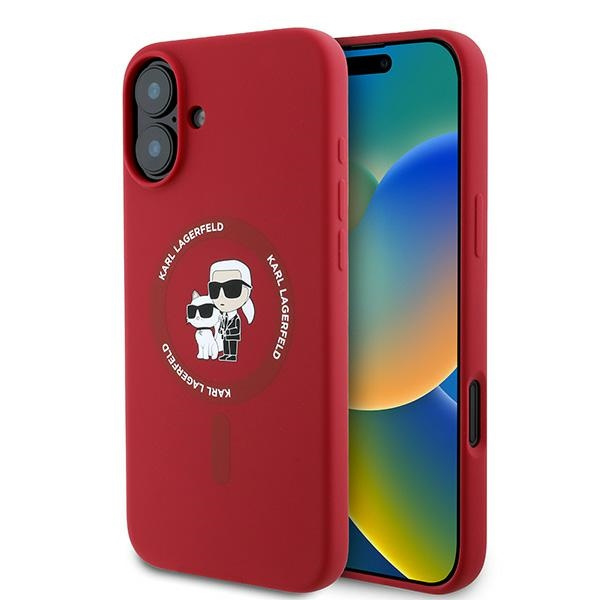 Etui Karl Lagerfeld iPhone 16 Plus czerwony/red HC MagSafe Silicone KC Heads Ring