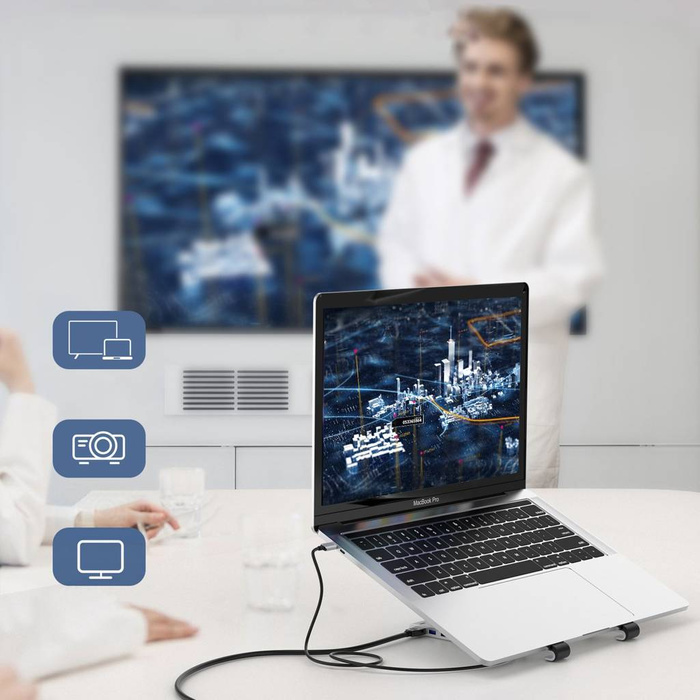 Choetech podstawka stacja wielofunkcyjna do laptopa PD/USB-C HDMI(4K/30Hz)/2xUSB-A/1xUSB-C/1xSD/1xTF czarny (HUB-M43)