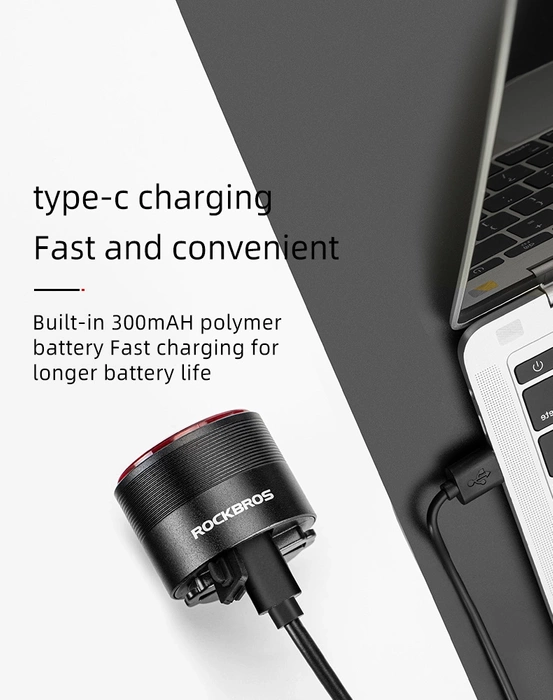 Lampa rowerowa Rockbros Q3 tylna z inteligentnym systemem stop - czarna