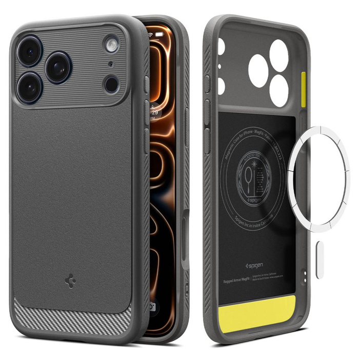 ETUI SPIGEN IPHONE 17 PRO RUGGED ARMOR MAG MAGSAFE GREY