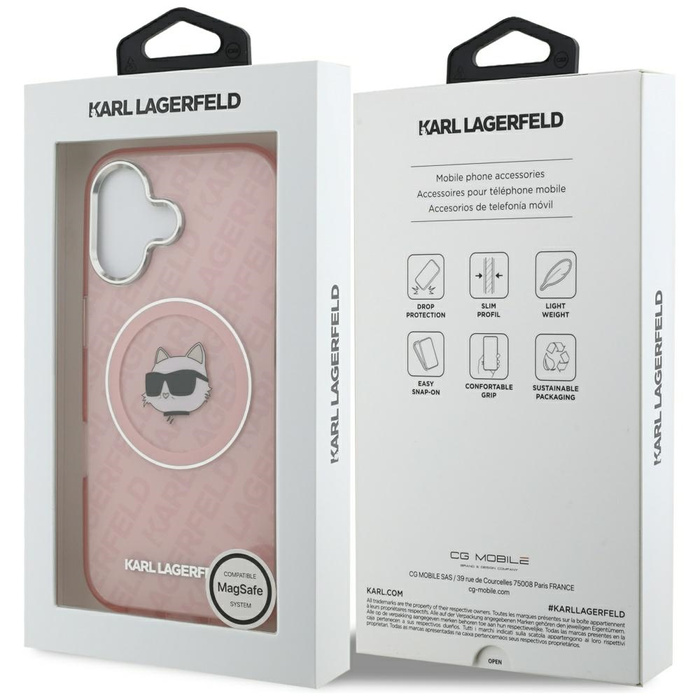 Etui Karl Lagerfeld IML Choupette Head   Logo MagSafe do iPhone 17 różowy