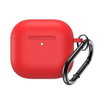 Etui silikonowe na Airpods 4 z karabińczykiem - czerwone