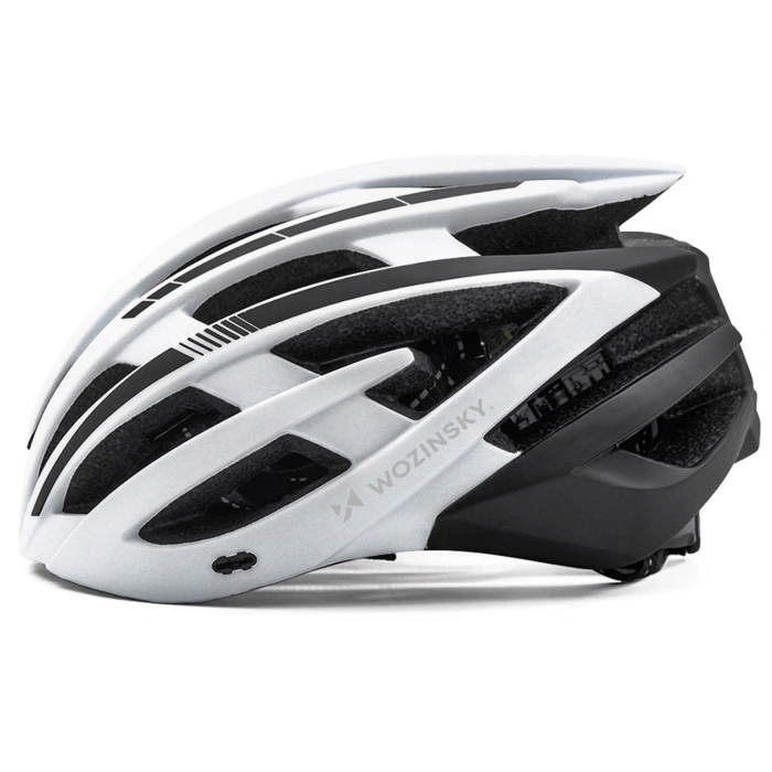 Kask rowerowy MTB Wozinsky z tylną lampką USB L - czarno-biały