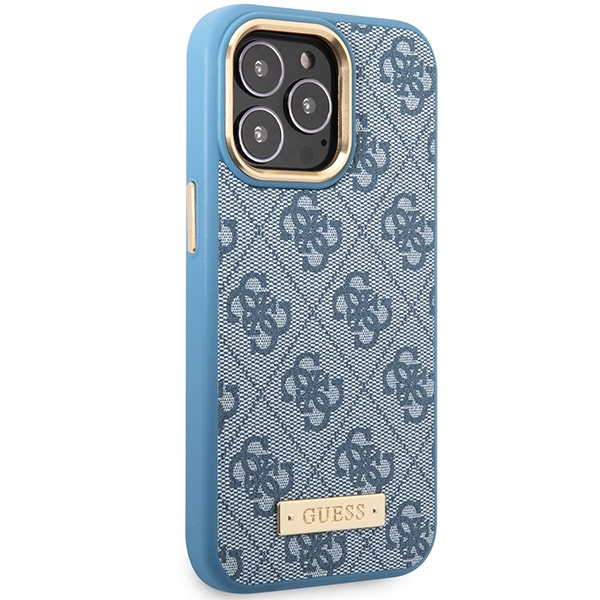 Etui Guess GUHMP14XU4GPRB iPhone 14 Pro Max 6,7" niebieski/blue hard case 4G Logo Plate MagSafe Case