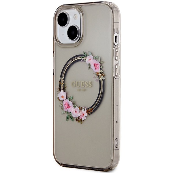 Etui Guess Guhmp15shfwfck Iphone 15 / 14 / 13 6.1" Czarny/black Hardcase Iml Flowers Wreatch Magsafe Case