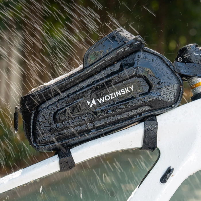 Sakwa rowerowa Wozinsky na ramę pancerna z kieszonką na telefon 1.7 l - czarna