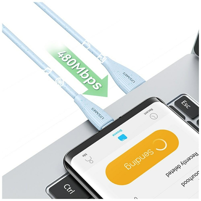 Kabel USAMS Green Series SJ714 18W 3A    USB-A do USB-C 1m różowy