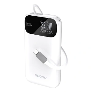 Powerbank Dudao K31 10000 mAh 22,5W PD z wbudowanym kablem - biały