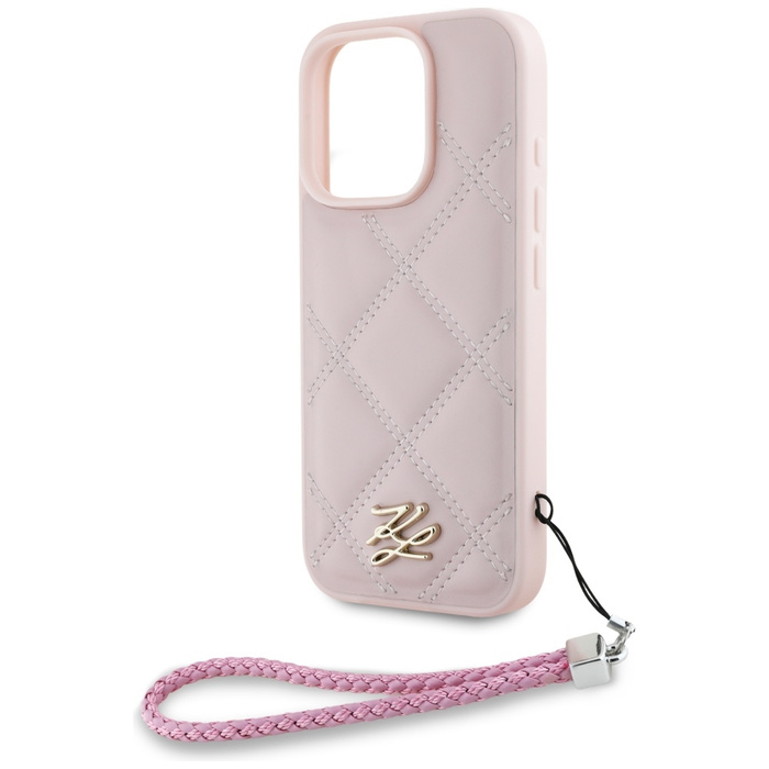 Etui Karl Lagerfeld Quilted Initial Logo & Chain Strap do iPhone 16 Pro Max różowy