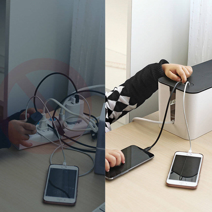 Ugreen organizer do kabli pudełko pojemnik na listwy L 42,5x17,5x15,5cm czarno-biały (LP110)