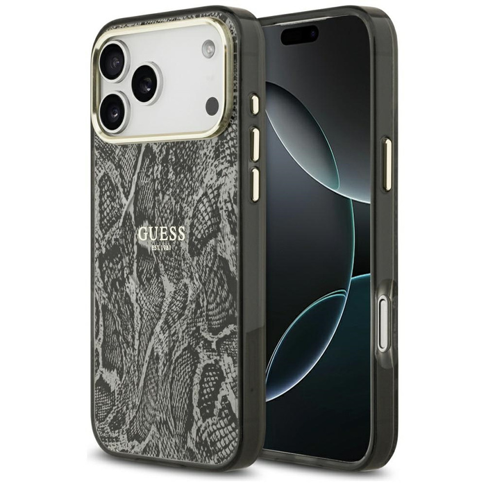Etui Guess Python Pattern MagSafe do     iPhone 17 Pro Max czarny