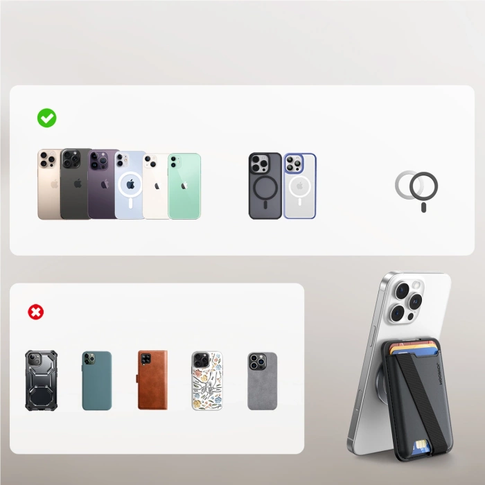 Portfel magnetyczny Joyroom JR-ZS432 kompatybilny z MagSafe - czarny