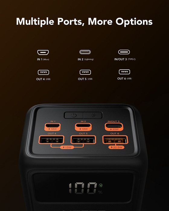 VEGER powerbank 50000 mAh PD QC3.0 5A 22,5W Tank Lite (W5001) czarny