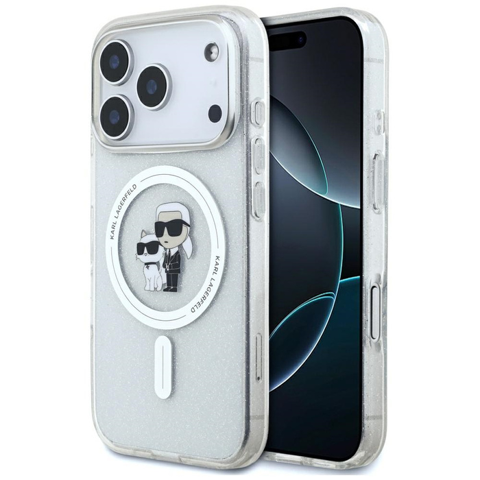 Etui Karl Lagerfeld IML Karl Choupette   Glitter MagSafe do iPhone 17 Pro przezroczysty