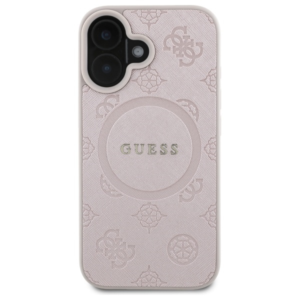 Etui Guess iPhone 16 6,1" różowy/pink HC MagSafe Safiano Peony Classic Logo