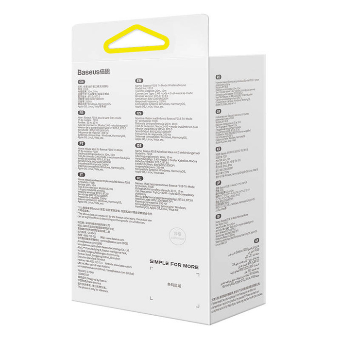 Bezprzewodowa myszka Baseus F01B Tri-Mode 2.4G BT 5.0 1600 DPI (fioletowa)