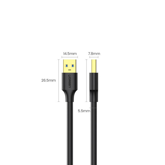Ugreen kabel przewód USB - USB (męski - USB 3.2 Gen 1) 0,5 m czarny (US128 10369)