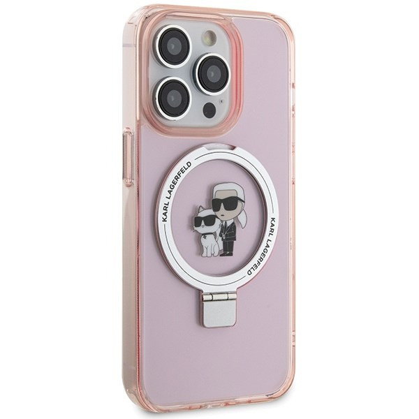 Etui Karl Lagerfeld KLHMP15XHMRSKCP iPhone 15 Pro Max 6.7" różowy/pink hardcase Ring Stand Karl&Choupettte MagSafe Case