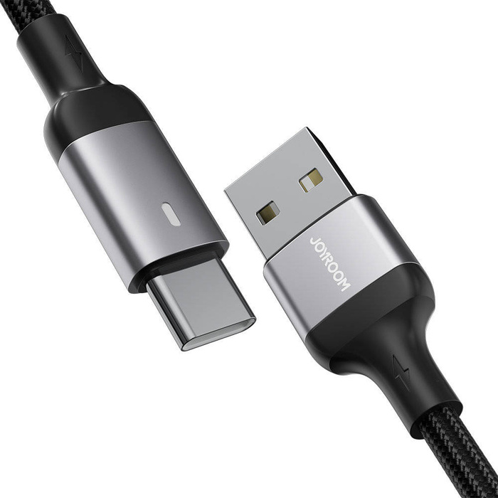 Joyroom kabel USB - USB C 3A do szybkiego ładowania i transferu danych A10 Series 1,2 m czarny (S-UC027A10)