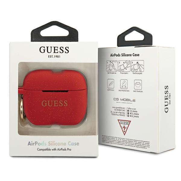 Etui GUESS Apple AirPods Pro Silicone Glitter Czerwony Case