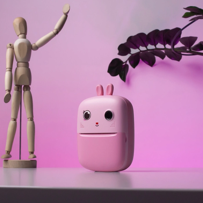 Mini drukarka termiczna dla dzieci z aparatem fotograficznym i kamerą - różowa