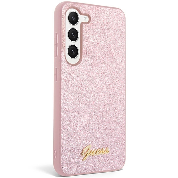 Etui Guess GUHCS23SHGGSHP S23 S911 różowy/pink hard case Glitter Script Case