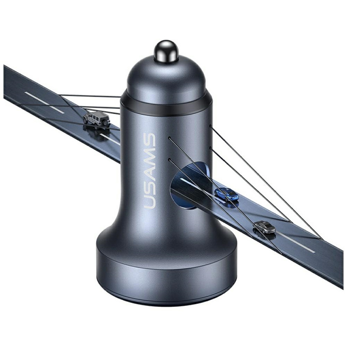 Ładowarka samochodowa USAMS CC327        Aluminium 45W USB-A USB-C tarnish