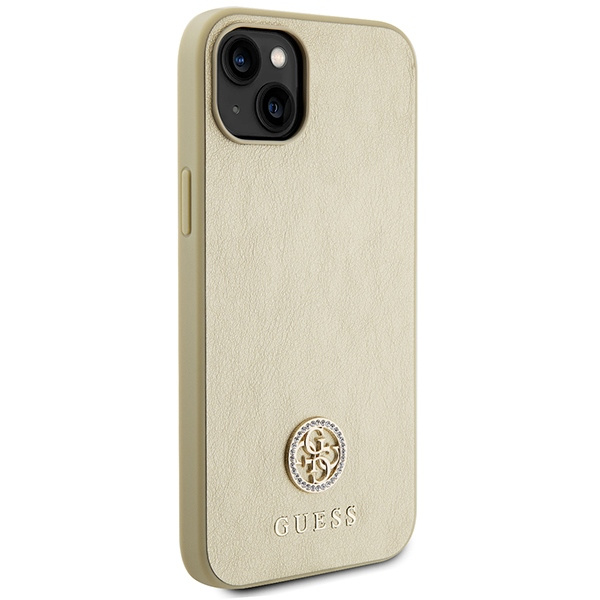 Etui Guess GUHCP15SPS4DGPD iPhone 15 6.1" złoty/gold hardcase Leather 4G Metal Logo Strass