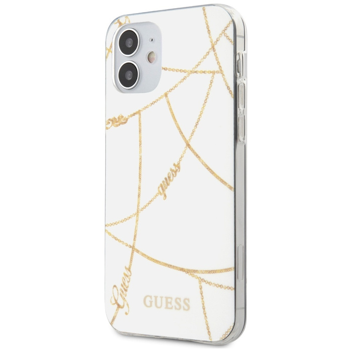 Etui GUESS Apple iPhone 12 Mini Gold Chain Collection Biały Hardcase