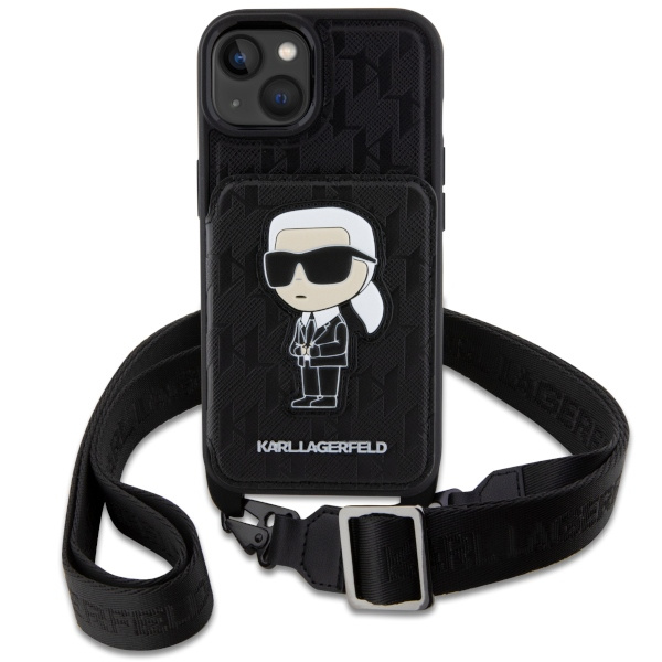 Etui Karl Lagerfeld KLHCP14SCSAKHPKK iPhone 14 6.1" hardcase czarny/black Crossbody Saffiano Monogram Ikonik Case