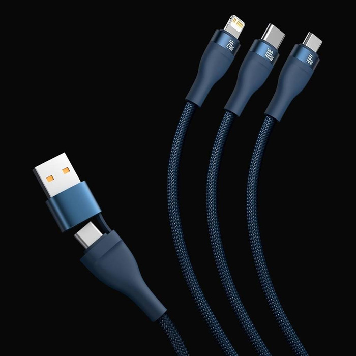 [PO ZWROCIE] Baseus Flash Series II kabel USB Typ C / USB Typ A - USB Typ C / Lightning / micro USB 100 W 1,2 m czarny (CASS030101)