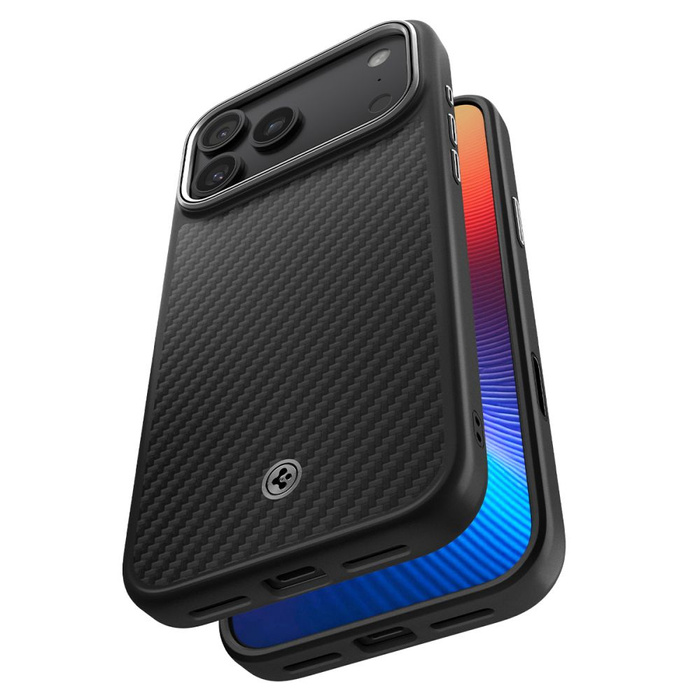 ETUI SPIGEN IPHONE 17 PRO MAX ENZO ARAMID ”T” MAG MAGSAFE BLACK/SILVER