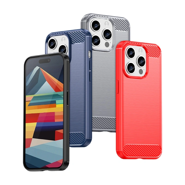 Elastyczne etui wzór karbon do iPhone 15 Pro Carbon Case - czarne