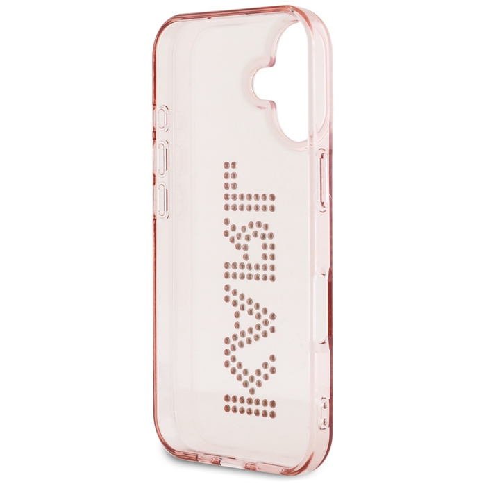 Etui Karl Lagerfeld IML Rhinestones Logo do iPhone 16 różowy
