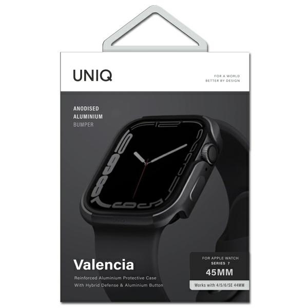 UNIQ etui Valencia Apple Watch Series 4/5/6/7/SE 45/44mm. grafitowy/graphite