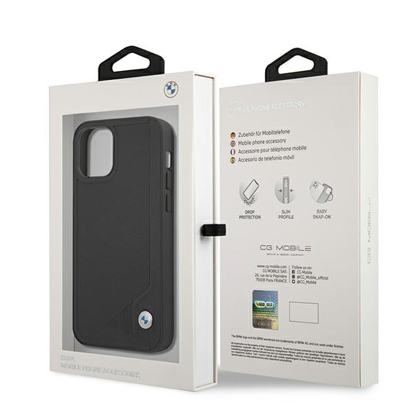 Etui BMW Apple iPhone 12 Mini Leather Deboss Czarny Hardcase