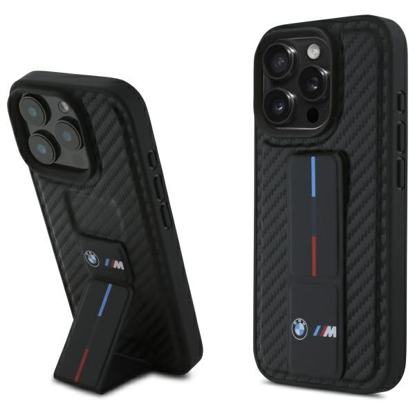Etui BMW iPhone 16 Pro Max 6.9" czarny/black hardcase M Grip Stand Smooth and Carbon