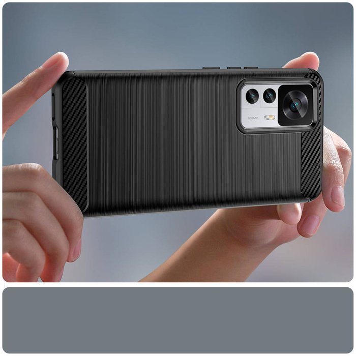 Carbon Case etui Xiaomi 12T Pro / Xiaomi 12T elastyczny silikonowy karbonowy pokrowiec czarne