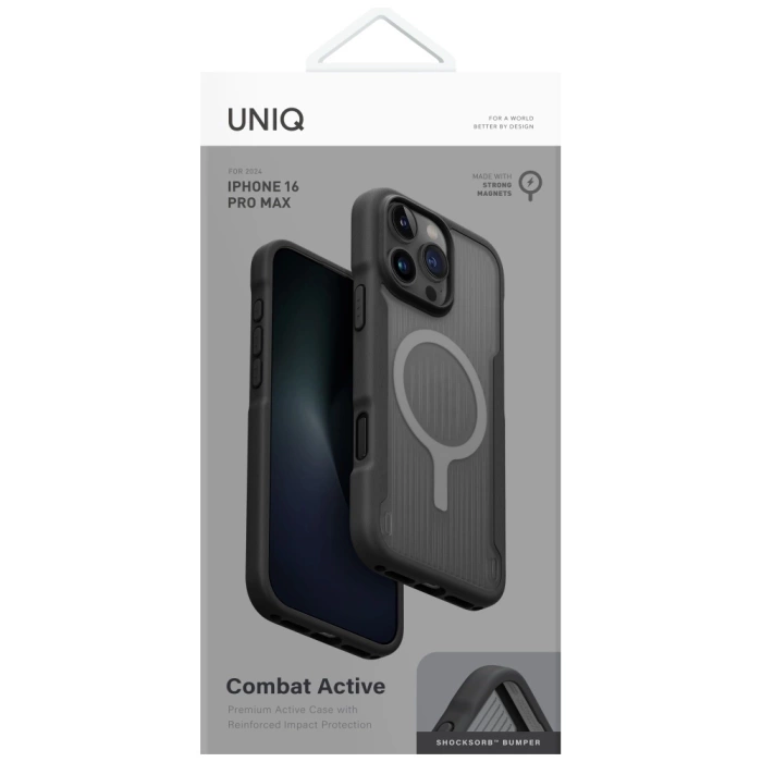 Etui UNIQ Combat Active do iPhone 16 Pro Max Magclick Charging czarny