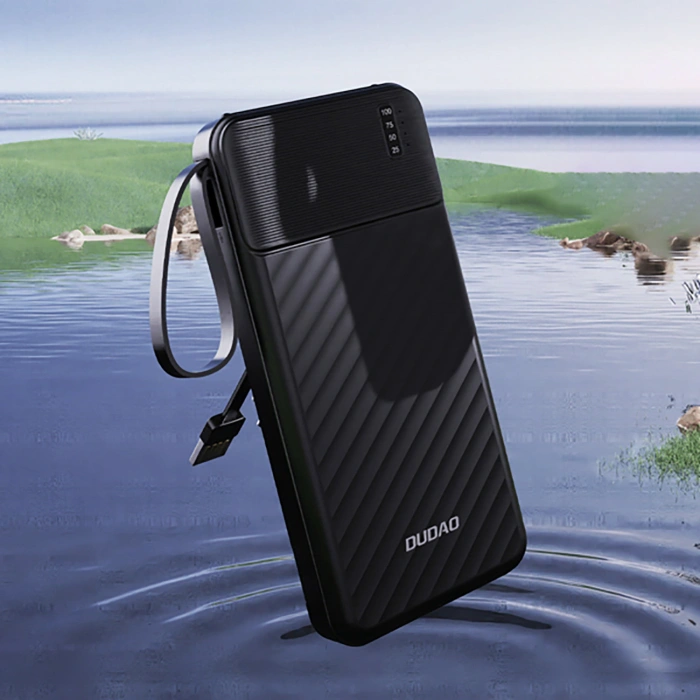 Powerbank Dudao K11 10000mAh z wbudowanymi kablami - czarny