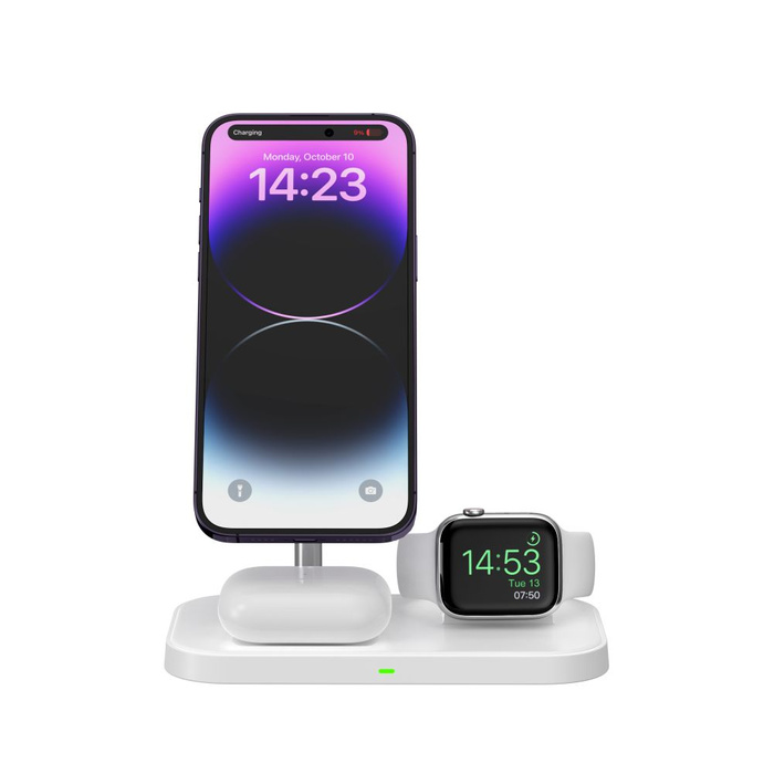 ŁADOWARKA TECH-PROTECT QI15W A22 3IN1 MAGNETIC MAGSAFE WIRELESS CHARGER WHITE