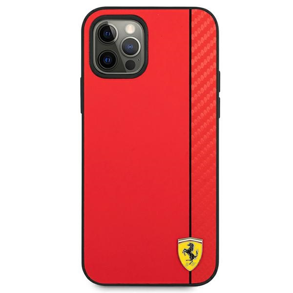 Etui FERRARI Apple iPhone 12 Pro Max On Track Carbon Stripe Czerwony Hardcase