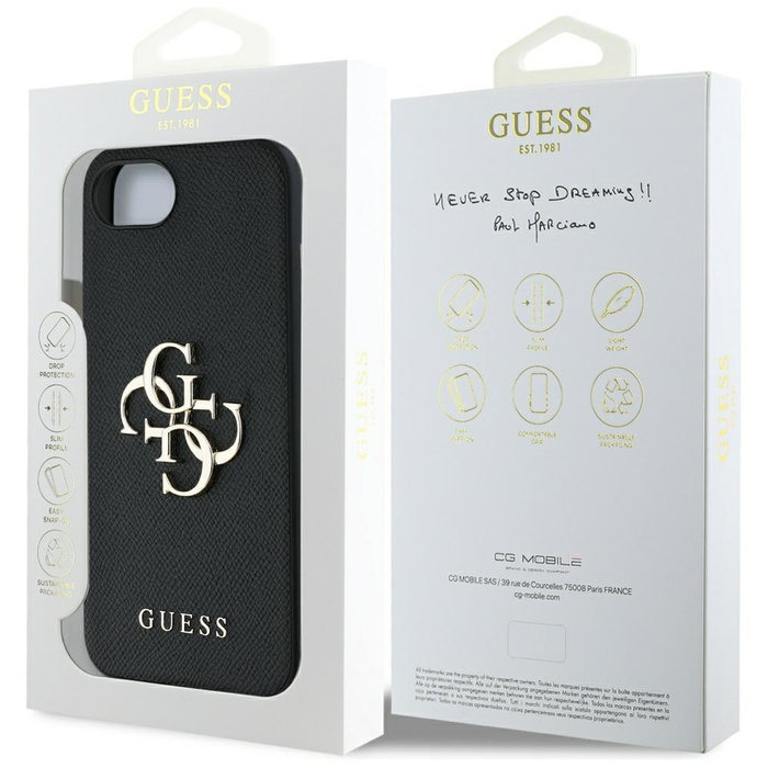 Etui Guess Grained Big 4G Logo Small     Classic Logo do iPhone 16e czarny