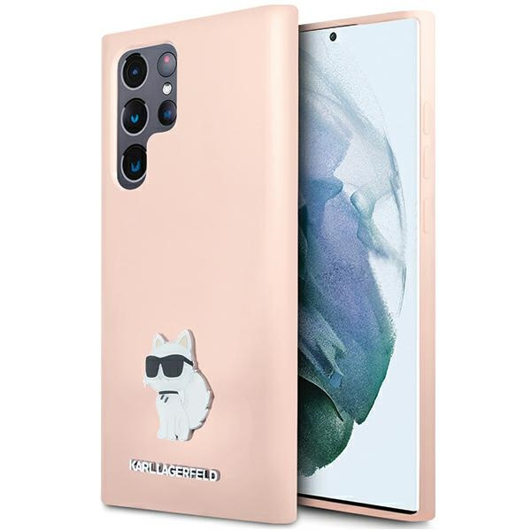 Etui Karl Lagerfeld KLHCS23LSMHCNPP Galaxy S23 Ultra S918 różowy/pink Silicone Choupette Metal Pin