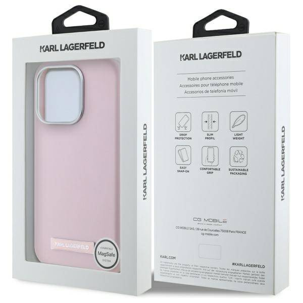 Karl Lagerfeld KLHMP15LPGMSRPP iPhone 15  Pro 6.1" różowy/pink hardcase FW Metal Plate MagSafe