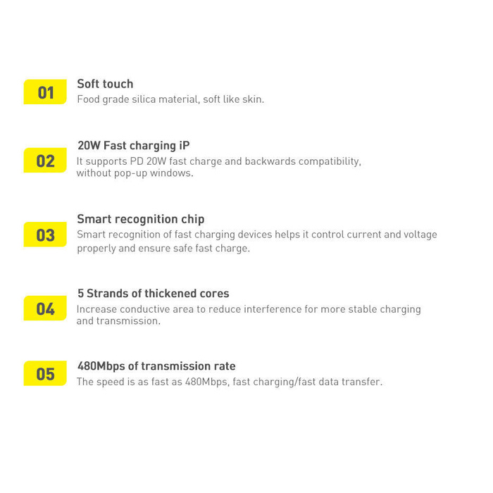 Baseus kabel, przewód USB Typ C – Lightning 20W długość 1,2 m Jelly Liquid Silica Gel – czarny