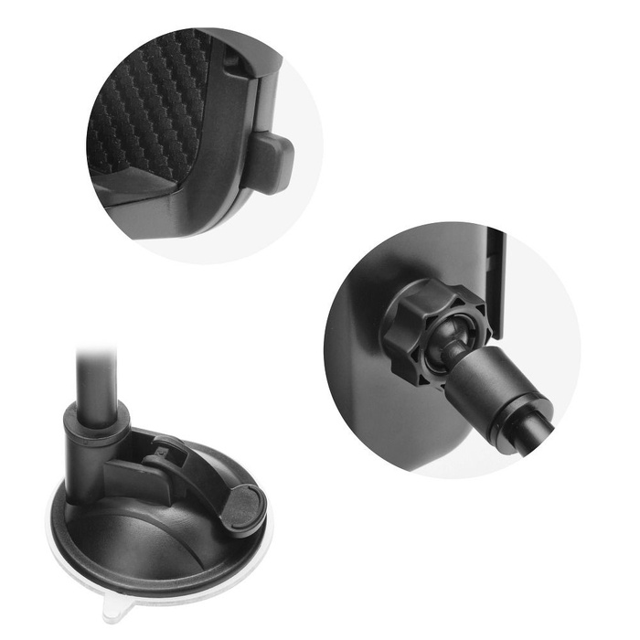 Uchwyt na telefon do samochodu uniwersalny Forcell F-Grip Carbon Bracket ramię 17cm do szyby czarny