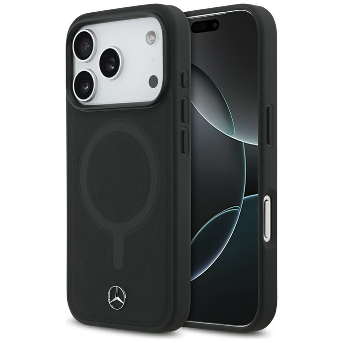 Etui Mercedes Plain Smooth Leather       MagSafe do iPhone 17 Pro czarny