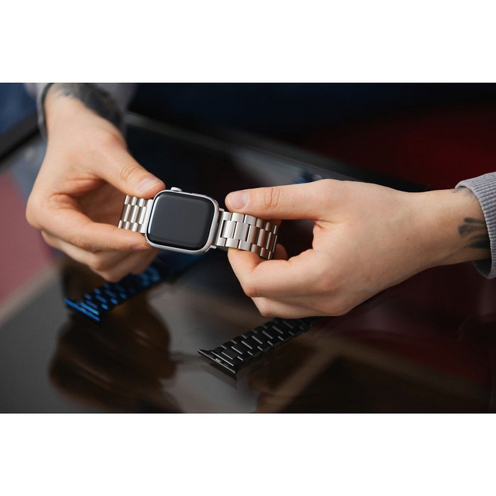 FORCELL F-DESIGN FA10 pasek do APPLE Watch 42 / 44 / 45 / 49 mm srebrny